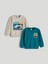 Yeni Sezon Bisiklet Yaka Baskılı Erkek Çocuk Sweatshirt 2'li 1