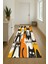 Kedi Desenli Çocuk Halısı, Siyah, Sarı ve Turuncu Renkli, Kaymaz Taban, Oda Dekoru 5