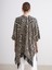Yeni Sezon V Yaka Zebra Desenli Oversize Kadın Triko Panço 4