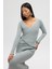Fluff Bağlamalı Gri Üst-Etek Takım 1