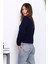 Lacivert Selanik Örgülü Kısa Triko Hırka 4