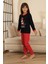 Mnn Puantiye Baskılı Kız Çocuk Pijama takımı - Siyah 4