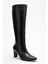 Lume Siyah Cilt Hakiki Deri Kadın Blok Topuklu Çizme 3