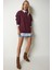 Fermuar Detaylı Şardonlu Sweatshirt LUB0003 Bordo 2