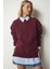 Fermuar Detaylı Şardonlu Sweatshirt LUB0003 Bordo 3