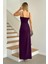 Ince Askılı Yırtmaçlı Balık Elbise Mor 582210 2