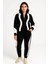 Kadın Premium Parçalı Eşofman Takım - Dik Yaka Fermuarlı Sweatshirt - Siyah 3