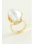 Ds-Derin Oval Inci Metal Yüzük-Sarı 2