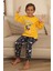Space Baskılı Erkek Çocuk Pijama takımı - Sarı 3