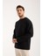 Basic Pamuklu Waffle Kumaş Erkek Sweatshirt – Rahat Kesim Düz Renk Uzun Kol Bisiklet Yaka 4