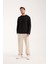 Basic Pamuklu Waffle Kumaş Erkek Sweatshirt – Rahat Kesim Düz Renk Uzun Kol Bisiklet Yaka 5
