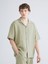 Yeni Sezon Rahat Kalıp Resort Yaka Kısa Kollu Müslin Erkek Gömlek 1