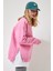 Fermuar Detaylı Şardonlu Sweatshirt LUB0003 Açık Pembe 1