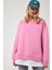Fermuar Detaylı Şardonlu Sweatshirt LUB0003 Açık Pembe 5