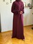 Bordo Kol Bağlamalı Düğme Detaylı Örme Elbise 9921 2