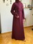 Bordo Kol Bağlamalı Düğme Detaylı Örme Elbise 9921 3