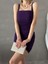 Çift Askılı Büzgülü Mini Krep Elbise 582438 Mor 3