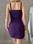 Çift Askılı Büzgülü Mini Krep Elbise 582438 Mor 4