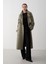 Haki Lucky Düğme Detaylı Oversize Trençkot 2