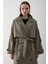 Haki Lucky Düğme Detaylı Oversize Trençkot 3