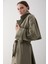 Haki Lucky Düğme Detaylı Oversize Trençkot 5