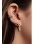 Yılan Tasarım Dizi Baget Zirkon Taşlı Kıkırdaklı Earcuff Küpe Gold 1