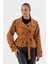 Beli Kuşaklı Crop Trençkot Kahve 1
