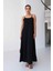 Aerobin Kumaş Ayarlanabilir Askılı Uzun Siyah Elbise 2
