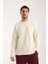Basic Pamuklu Waffle Kumaş Erkek Sweatshirt – Rahat Kesim Düz Renk Uzun Kol Bisiklet Yaka 4