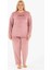 Kadın 13213-2654 Büyük Beden Kadife Pijama Takımı Pudra 1