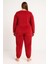 Kadın 13214-2656 Büyük Beden Kadife Pijama Takımı Kırmızı 2