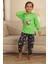 Space Baskılı Erkek Çocuk Pijama takımı - Yeşil 1