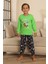 Space Baskılı Erkek Çocuk Pijama takımı - Yeşil 4