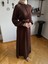 Kahverengi Reglan Kol Bel Lastikli Elbise 5077 5