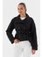 Beli Kuşaklı Crop Trençkot Sıyah 3