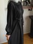 Siyah Reglan Kollu Büzgülü Elbise 5089 2
