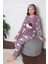 Kız Çocuk Welsoft Kumaş-Göz Bantlı Bulut Baskılı Pijama Takımı 12298 3