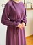 Mürdüm Reglan Kol Saç Örgü Desen Örme Elbise 9923 1