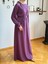 Mürdüm Reglan Kol Saç Örgü Desen Örme Elbise 9923 3