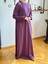 Mürdüm Reglan Kol Saç Örgü Desen Örme Elbise 9923 5
