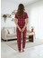 Kadın Kırmızı Ekoseli Pijama Takımı 3
