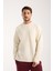 Basic Pamuklu Waffle Kumaş Erkek Sweatshirt – Rahat Kesim Düz Renk Uzun Kol Bisiklet Yaka 4