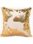 Beyaz, Altın Payetli Geyik Motifli Yastık 40CM 1