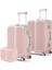 Joya Pc Policarbon 3'lü Valiz Seti (Kabin Orta ve Makyaj) Pembe 2
