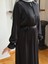 Siyah Reglan Kol Bel Lastikli Elbise 5077 4