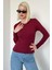 Bordo Bisiklet Yaka Slim Fit Kadın Body MG2564 4