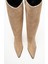 Sıora Bej Süet Hakiki Deri Kadın Kısa Topuklu Çizme 2