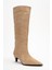Sıora Bej Süet Hakiki Deri Kadın Kısa Topuklu Çizme 3