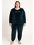 Kadın 13214-2655 Büyük Beden Kadife Pijama Takımı Siyah 1