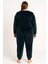 Kadın 13214-2655 Büyük Beden Kadife Pijama Takımı Siyah 2